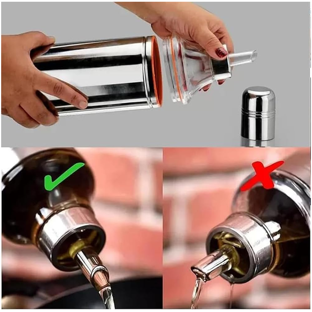 1000ml Stainless Steel Oil Dispenser with Handle, Leak-Proof Kitchen Oil Bottle for Cooking, Pouring & Storage (Durable, Easy Pour Design)