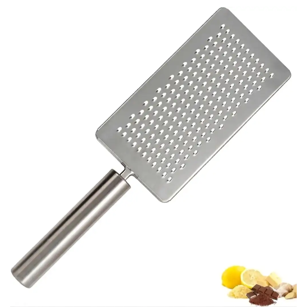 Stainless Steel Grater with Handle, Fine Grating Tool for Cheese, Vegetables, Chocolate & Ginger (Sharp, Durable & Easy Grip)