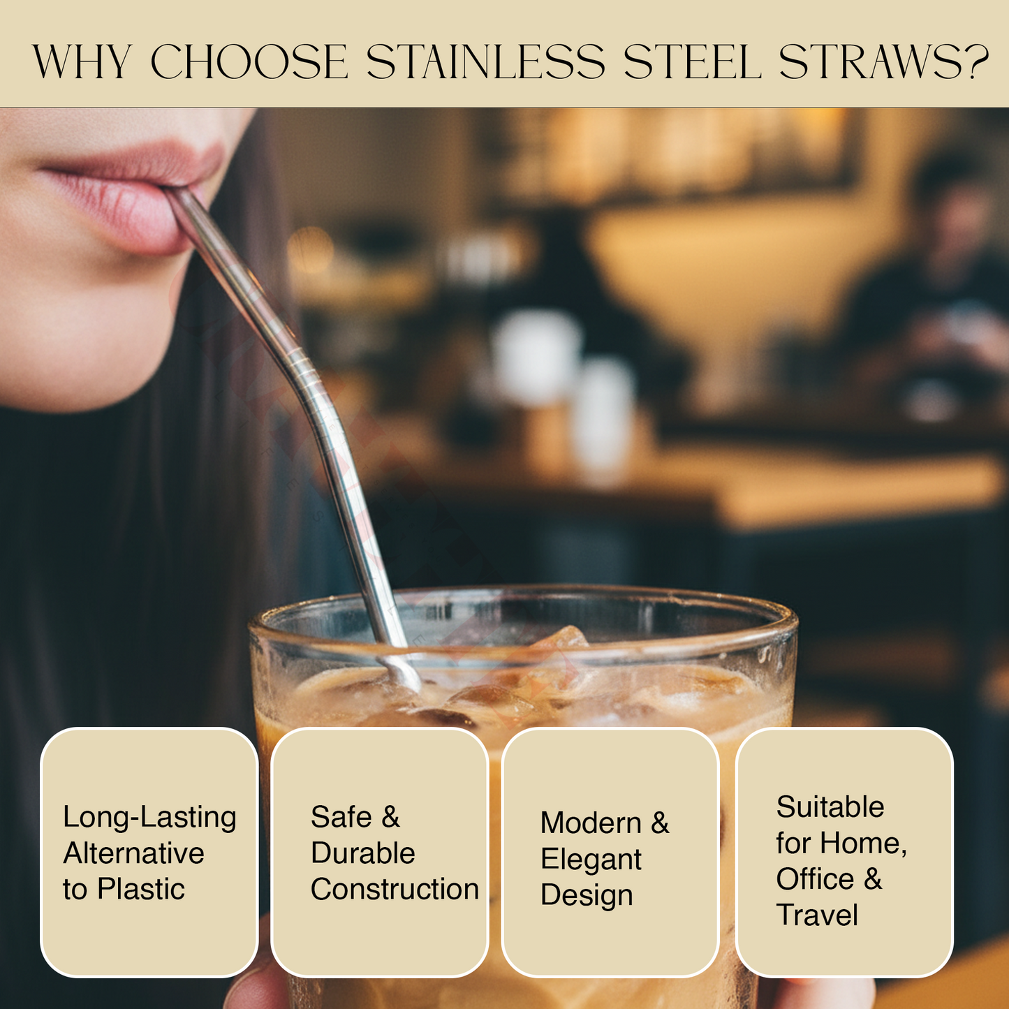 Stainless Steel Reusable Straw Set with Cleaning Brush, Straight & Bent Metal Straws for Juice, Coffee & Drinks (Eco-Friendly, Durable)
