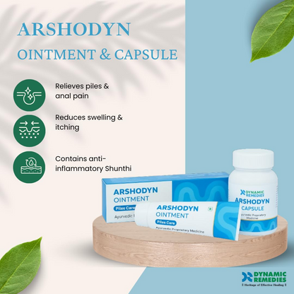 Arshodyn Ayurvedic Piles Care Combo, Ointment & Capsules for Daily Comfort Support