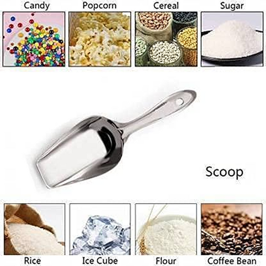 Stainless Steel Atta Scoop, Heavy-Duty Food Scoop for Flour, Rice, Sugar, Ice & Grains (Durable, Multi-Purpose Kitchen Scoop)