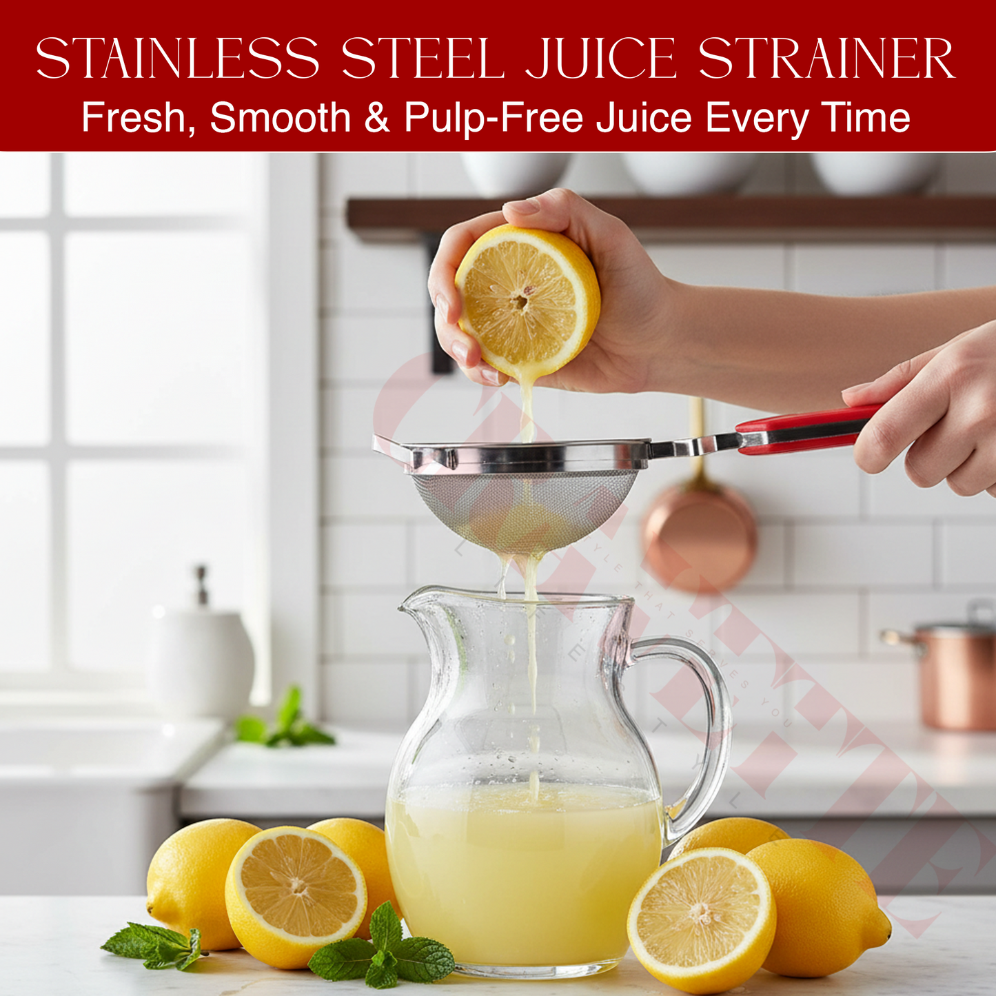 Stainless Steel Juice Strainer with Fine Mesh, Kitchen Filter for Juice, Tea & Liquids (Durable, Rust-Resistant, Easy Grip Handle)