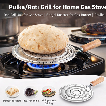 Stainless Steel Gas Jali for Stove | Heavy Duty Roti Grill Jali | Papad, Phulka & Brinjal Roaster (Multipurpose Kitchen Grill)