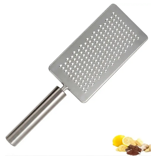 Stainless Steel Grater with Handle, Fine Grating Tool for Cheese, Vegetables, Chocolate & Ginger (Sharp, Durable & Easy Grip)