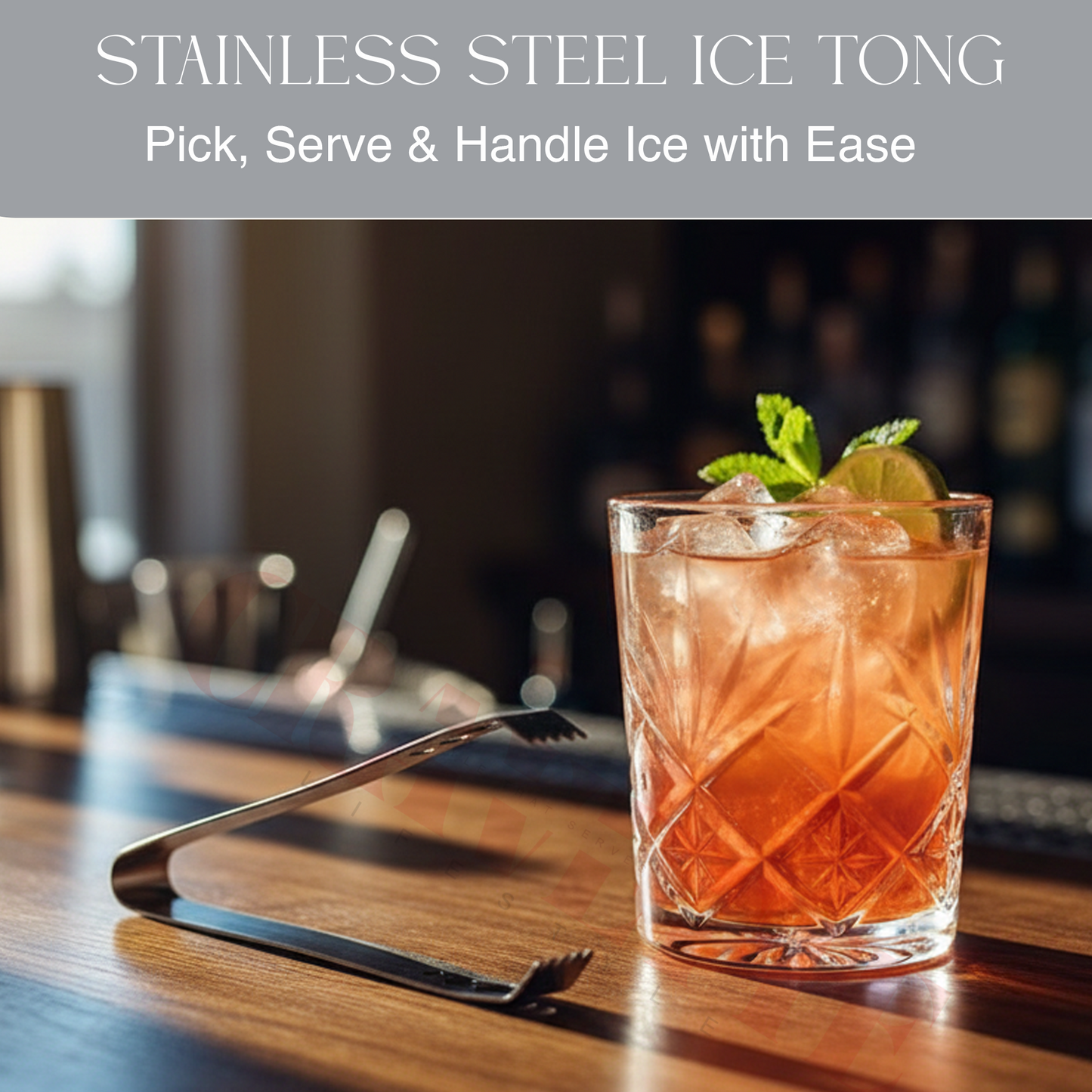 Stainless Steel Ice Tongs, Non-Slip Grip Serving Tongs for Ice Cubes, Sugar, Snacks & Bar Use (Rust-Resistant, Durable Design)