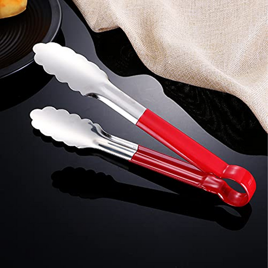 Stainless Steel Kitchen Tongs with Vinyl Coated Handle, Heat-Resistant, Non-Slip Grip for Cooking, Serving & BBQ