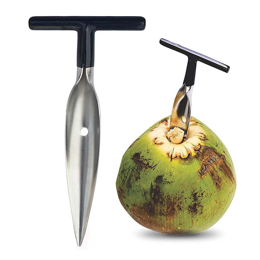 Stainless Steel Coconut Opener Tool, Heavy-Duty T-Handle Spike for Easy Tender Coconut Opening (Strong Grip, Durable Design)