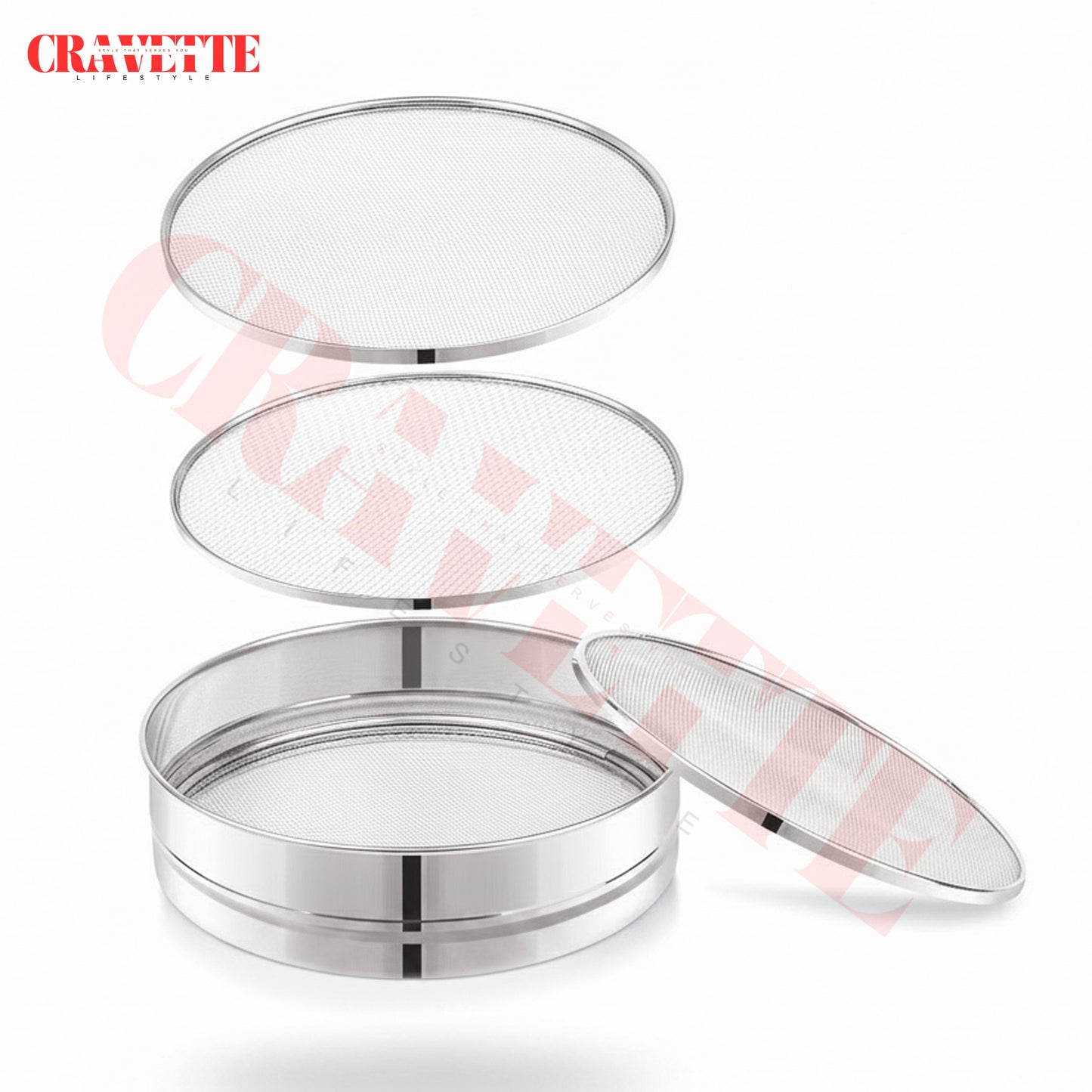 Stainless Steel 4-in-1 Atta Channi (Flour Sieve) with Interchangeable Mesh Sieves, Multi-Size Strainer for Flour, Maida & Grains