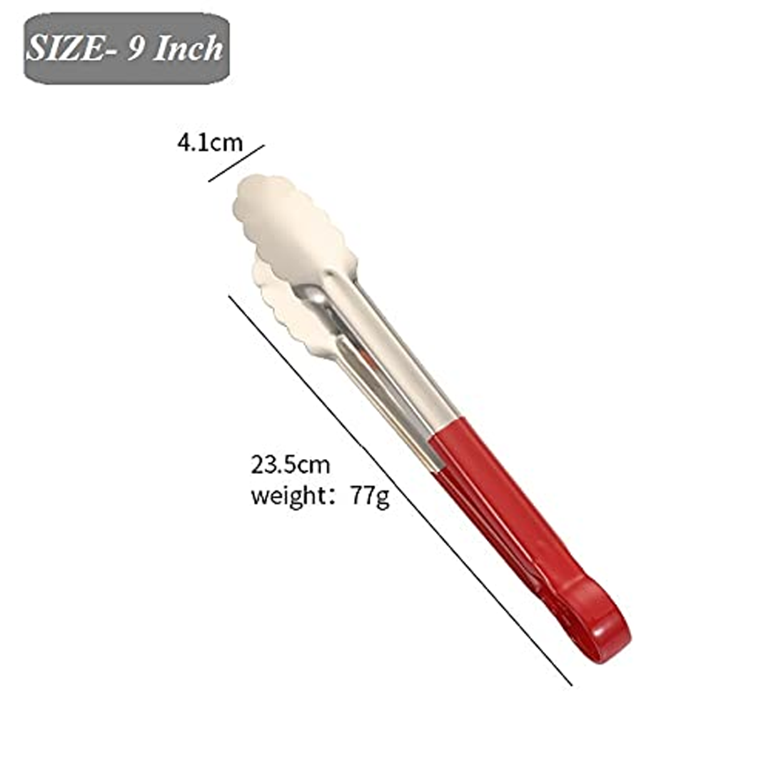 Stainless Steel Kitchen Tongs with Vinyl Coated Handle, Heat-Resistant, Non-Slip Grip for Cooking, Serving & BBQ