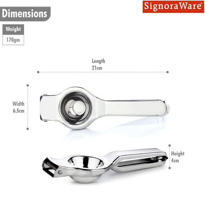 Stainless Steel Lemon Squeezer, Heavy-Duty Citrus Juicer for Lemon, Lime & Orange (Manual Hand Press, Easy Grip)