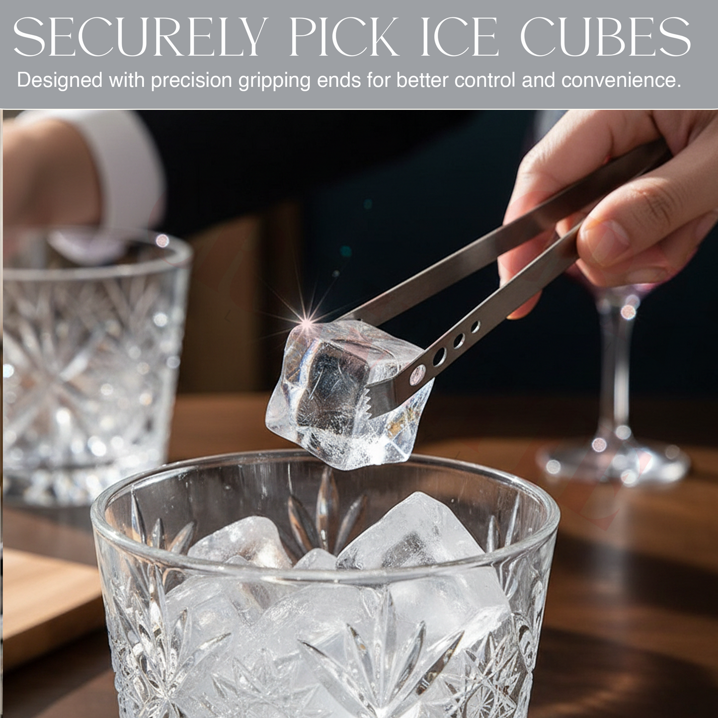 Stainless Steel Ice Tongs, Non-Slip Grip Serving Tongs for Ice Cubes, Sugar, Snacks & Bar Use (Rust-Resistant, Durable Design)
