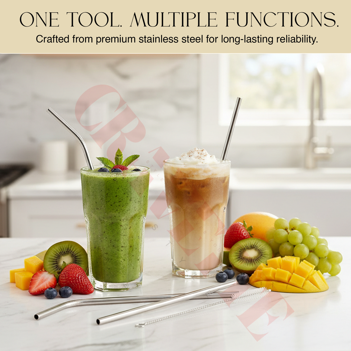 Stainless Steel Reusable Straw Set with Cleaning Brush, Straight & Bent Metal Straws for Juice, Coffee & Drinks (Eco-Friendly, Durable)