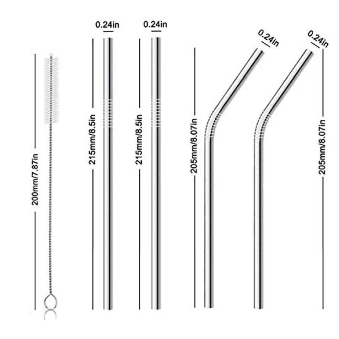 Stainless Steel Reusable Straw Set with Cleaning Brush, Straight & Bent Metal Straws for Juice, Coffee & Drinks (Eco-Friendly, Durable)