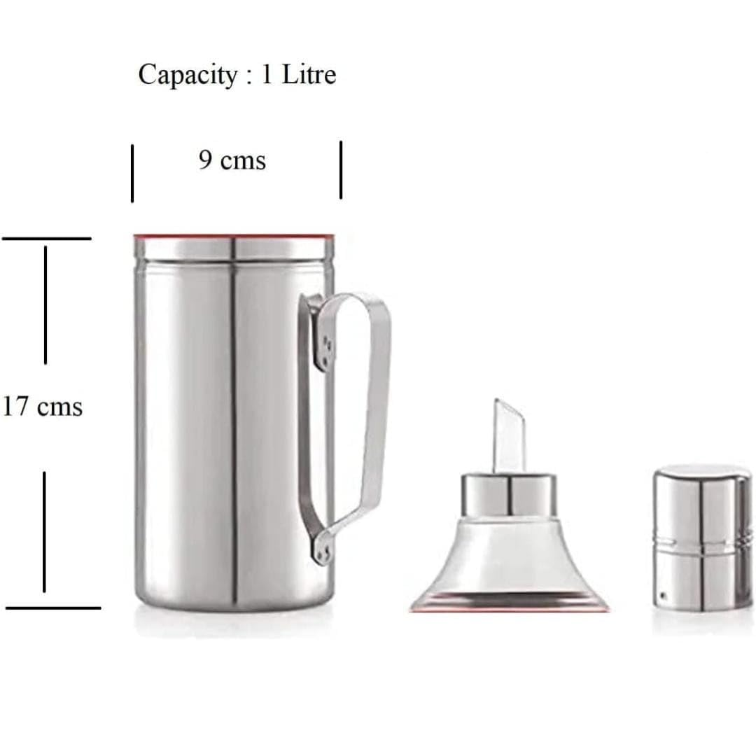 1000ml Stainless Steel Oil Dispenser with Handle, Leak-Proof Kitchen Oil Bottle for Cooking, Pouring & Storage (Durable, Easy Pour Design)
