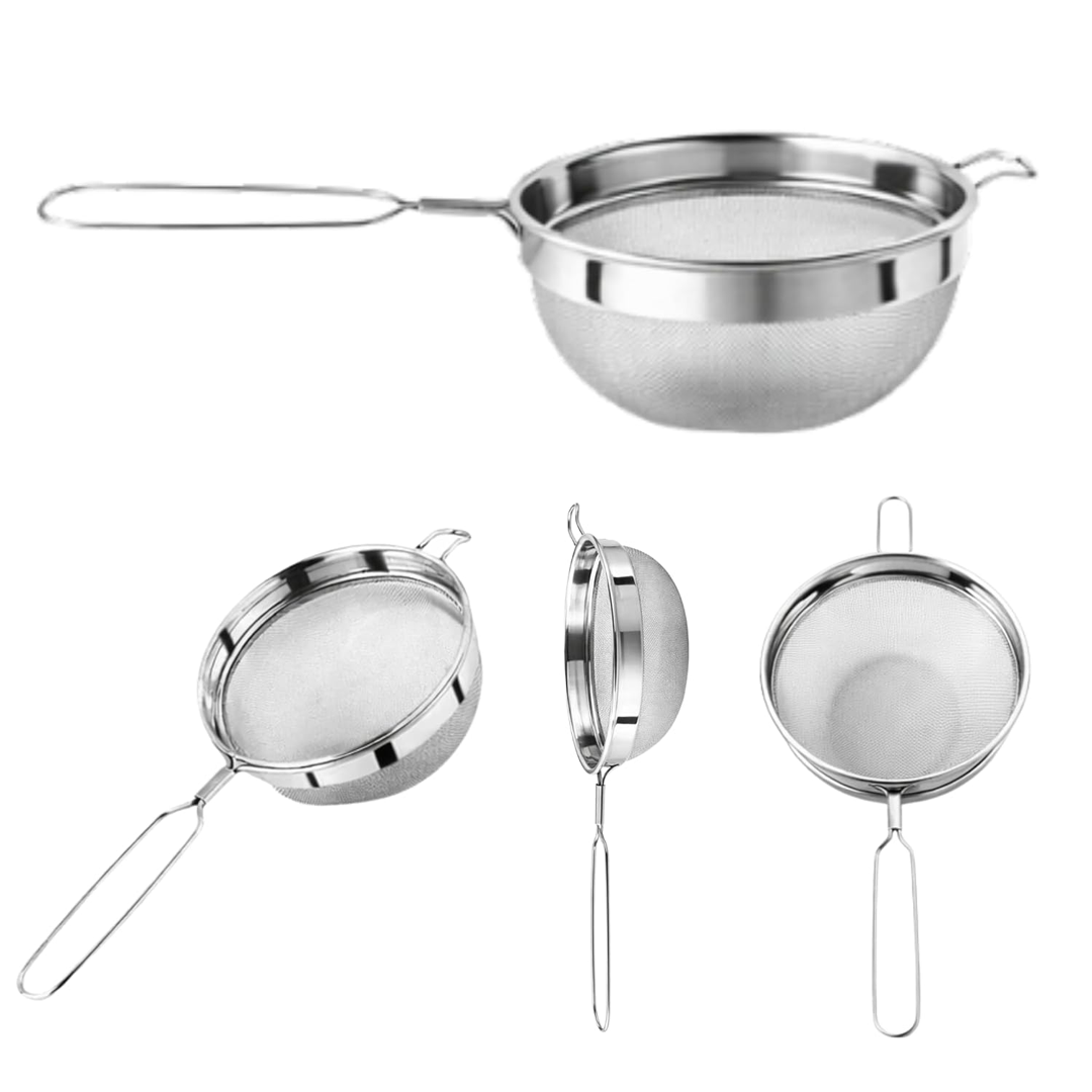 Stainless Steel Juice Strainer with Fine Mesh, Kitchen Filter for Juice, Tea & Liquids (Durable, Rust-Resistant, Easy Grip Handle)