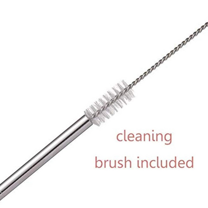 Stainless Steel Reusable Straw Set with Cleaning Brush, Straight & Bent Metal Straws for Juice, Coffee & Drinks (Eco-Friendly, Durable)