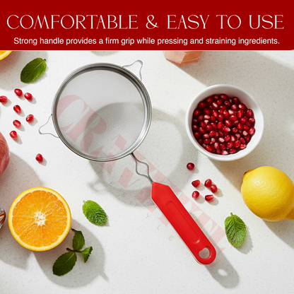 Stainless Steel Juice Strainer with Fine Mesh, Kitchen Filter for Juice, Tea & Liquids (Durable, Rust-Resistant, Easy Grip Handle)