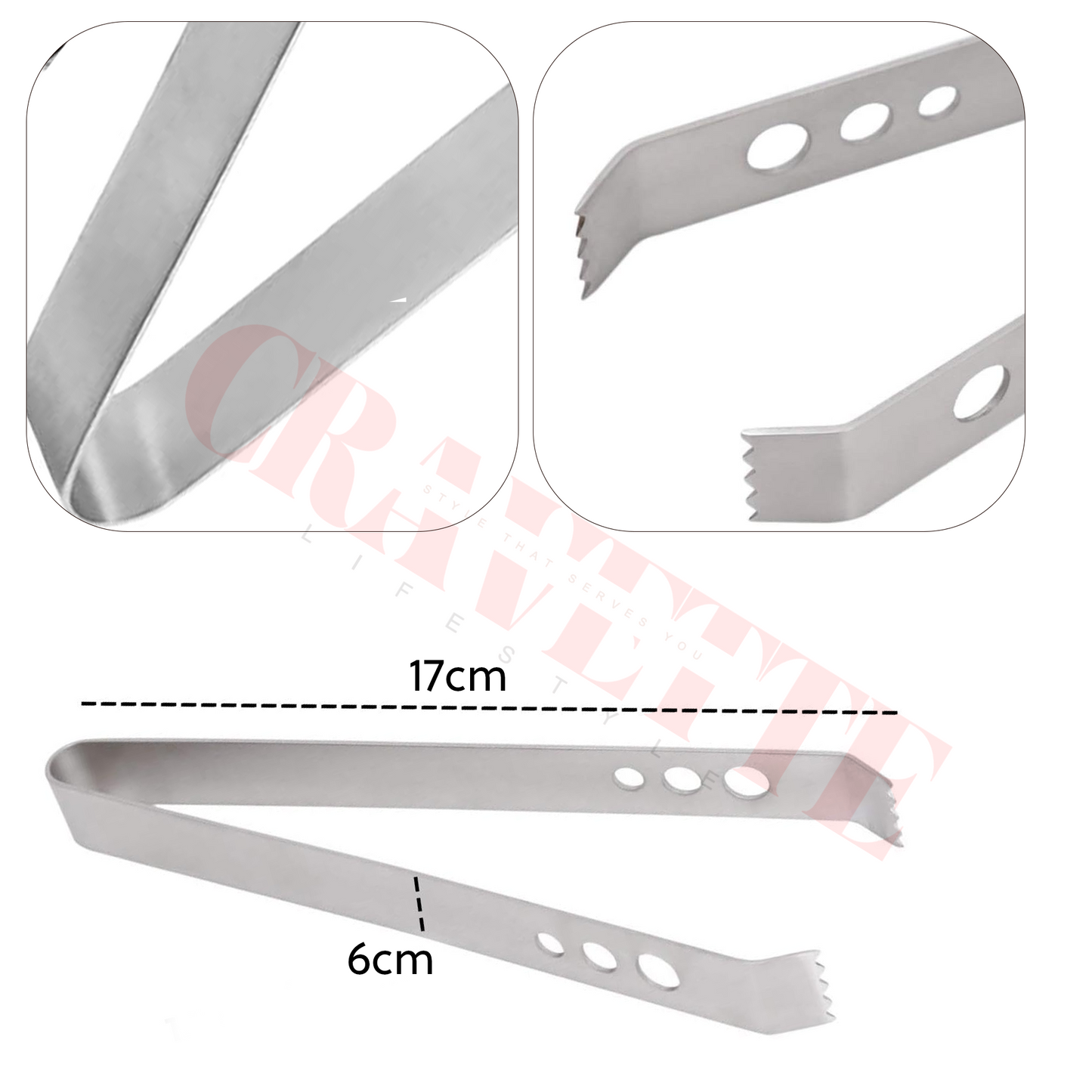 Stainless Steel Ice Tongs, Non-Slip Grip Serving Tongs for Ice Cubes, Sugar, Snacks & Bar Use (Rust-Resistant, Durable Design)