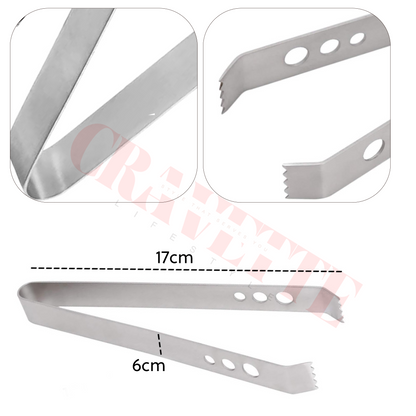 Stainless Steel Ice Tongs, Non-Slip Grip Serving Tongs for Ice Cubes, Sugar, Snacks & Bar Use (Rust-Resistant, Durable Design)