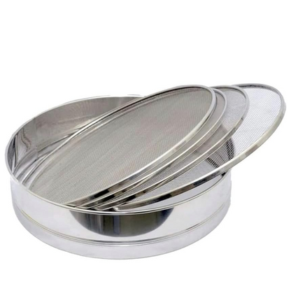 Stainless Steel 4-in-1 Atta Channi (Flour Sieve) with Interchangeable Mesh Sieves, Multi-Size Strainer for Flour, Maida & Grains