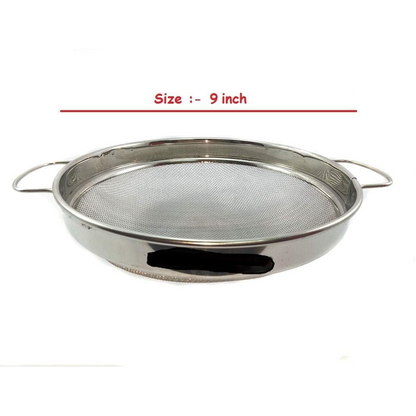 Stainless Steel Puran Jali Strainer (24 cm, No. 9), Heavy-Duty Wire Mesh Strainer for Vegetables, Puran & Kitchen Use (Strong, Durable Design)