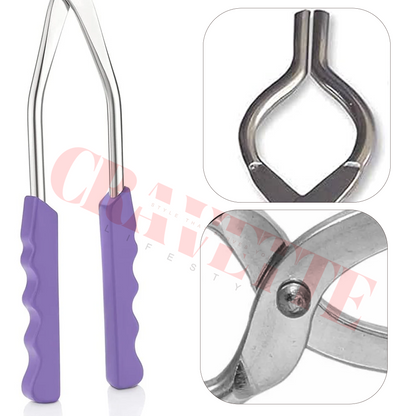 Stainless Steel Pakkad (Pincer Tongs) with Silicone Grip, Heat-Resistant Holder for Roti, Tawa & Utensils (Strong, Non-Slip Handle, Multi-Color)