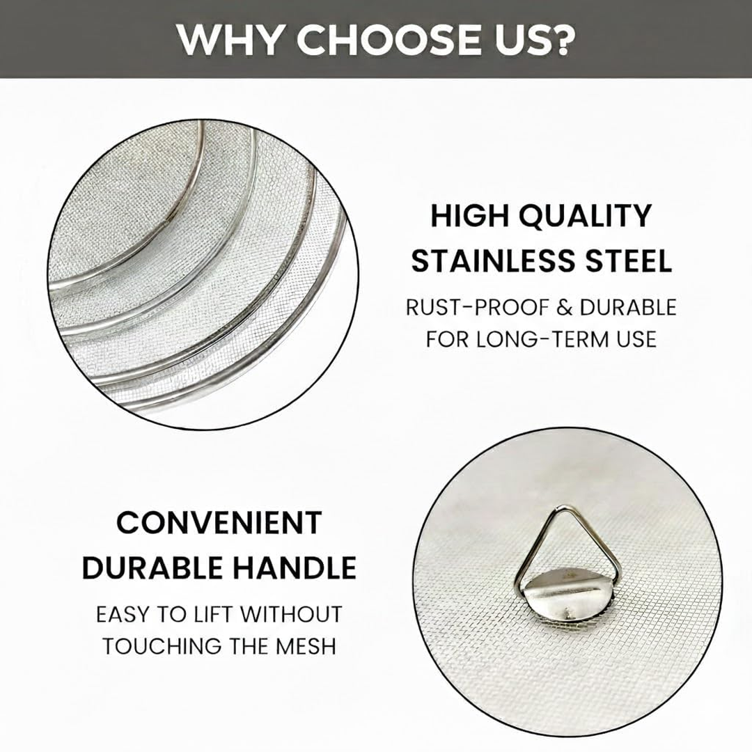 Stainless Steel Mesh Food Cover Set (Set of 4), Anti-Fly Net Cover for Kitchen, Dining & Food Protection (Durable, Reusable)