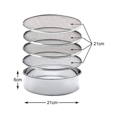 Stainless Steel 4-in-1 Atta Channi (Flour Sieve) with Interchangeable Mesh Sieves, Multi-Size Strainer for Flour, Maida & Grains