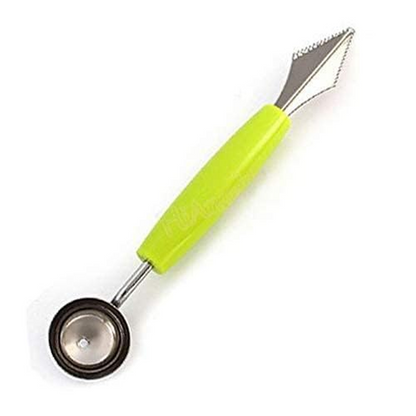 Stainless Steel Melon Scoop with Dual Ends, Fruit Baller & Carving Tool for Watermelon, Muskmelon & Dragon Fruit (Ergonomic Grip)