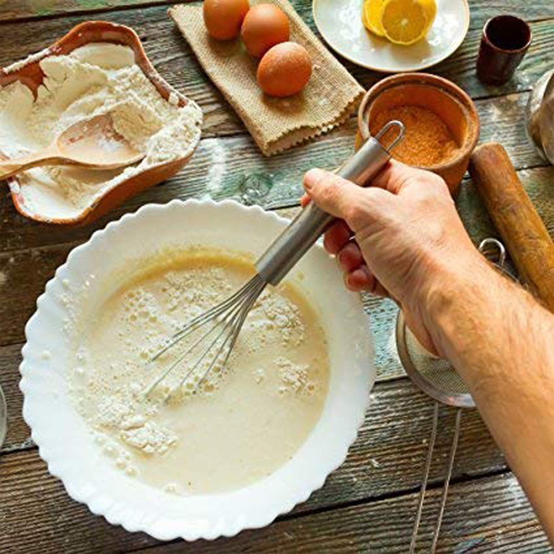 Stainless Steel Whisk, Manual Egg Beater for Mixing, Blending & Baking (Durable, Easy Grip Handle)