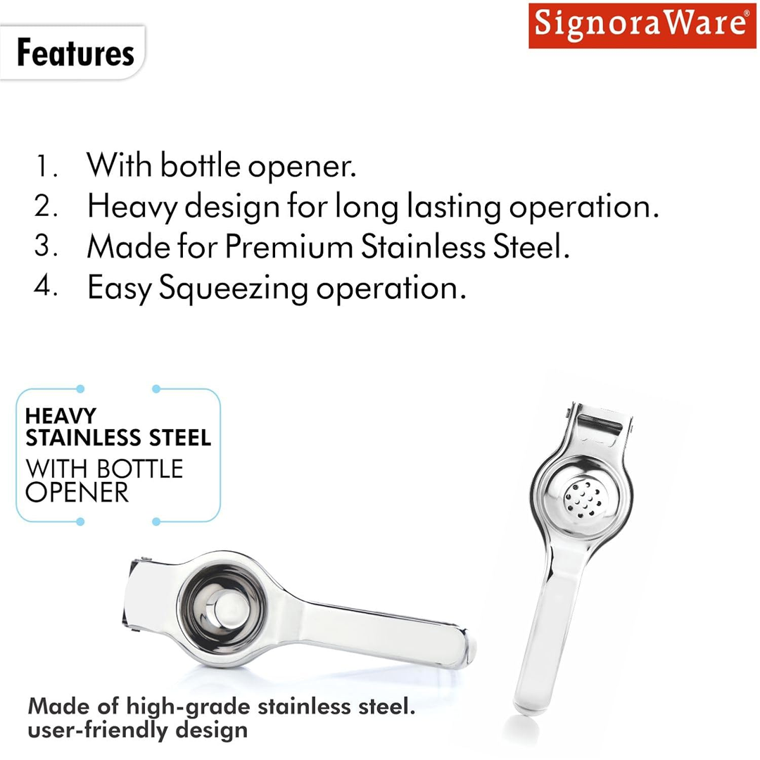 Stainless Steel Lemon Squeezer, Heavy-Duty Citrus Juicer for Lemon, Lime & Orange (Manual Hand Press, Easy Grip)
