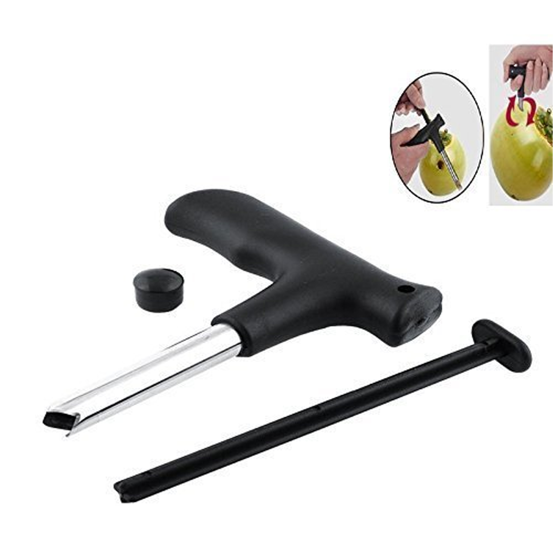 Stainless Steel Coconut Opener with Safety Grip Handle, Easy Tender Coconut Punch Tool (Strong, Durable & Safe Design)