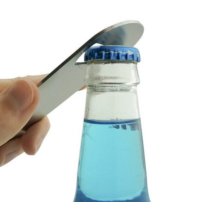 Stainless Steel Bottle Opener, Heavy-Duty Bar Tool with Dual-Use Design for Bottle Caps & Can Tabs (Durable, Easy Grip)