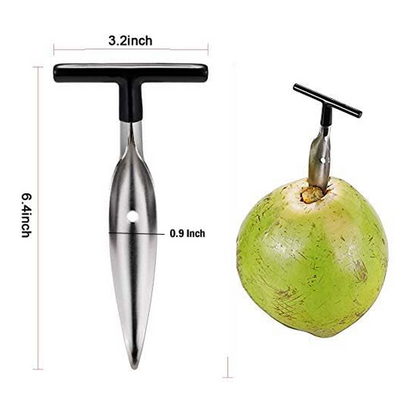 Stainless Steel Coconut Opener Tool, Heavy-Duty T-Handle Spike for Easy Tender Coconut Opening (Strong Grip, Durable Design)