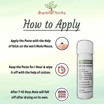 Ayurvedic Massa Removal Cream | Natural Wart & Skin Tag Remover | Herbal Mole Removal Solution (Easy & Safe Use)