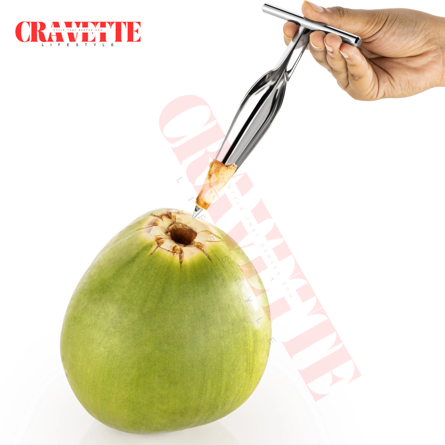Stainless Steel Coconut Opener Tool, Heavy-Duty T-Handle Spike for Easy Tender Coconut Opening (Strong Grip, Durable Design)