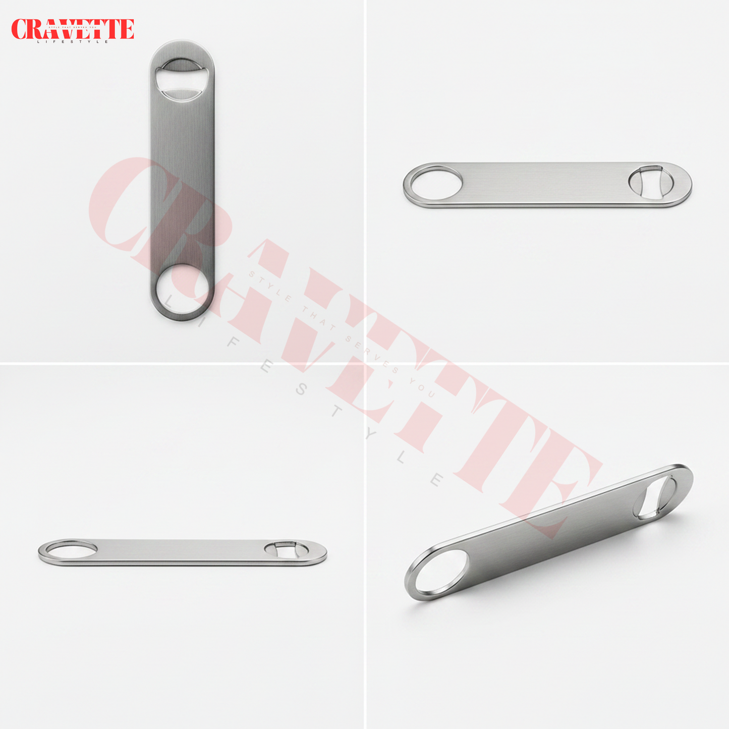 Stainless Steel Bottle Opener, Heavy-Duty Bar Tool with Dual-Use Design for Bottle Caps & Can Tabs (Durable, Easy Grip)