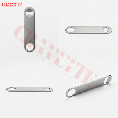Stainless Steel Bottle Opener, Heavy-Duty Bar Tool with Dual-Use Design for Bottle Caps & Can Tabs (Durable, Easy Grip)