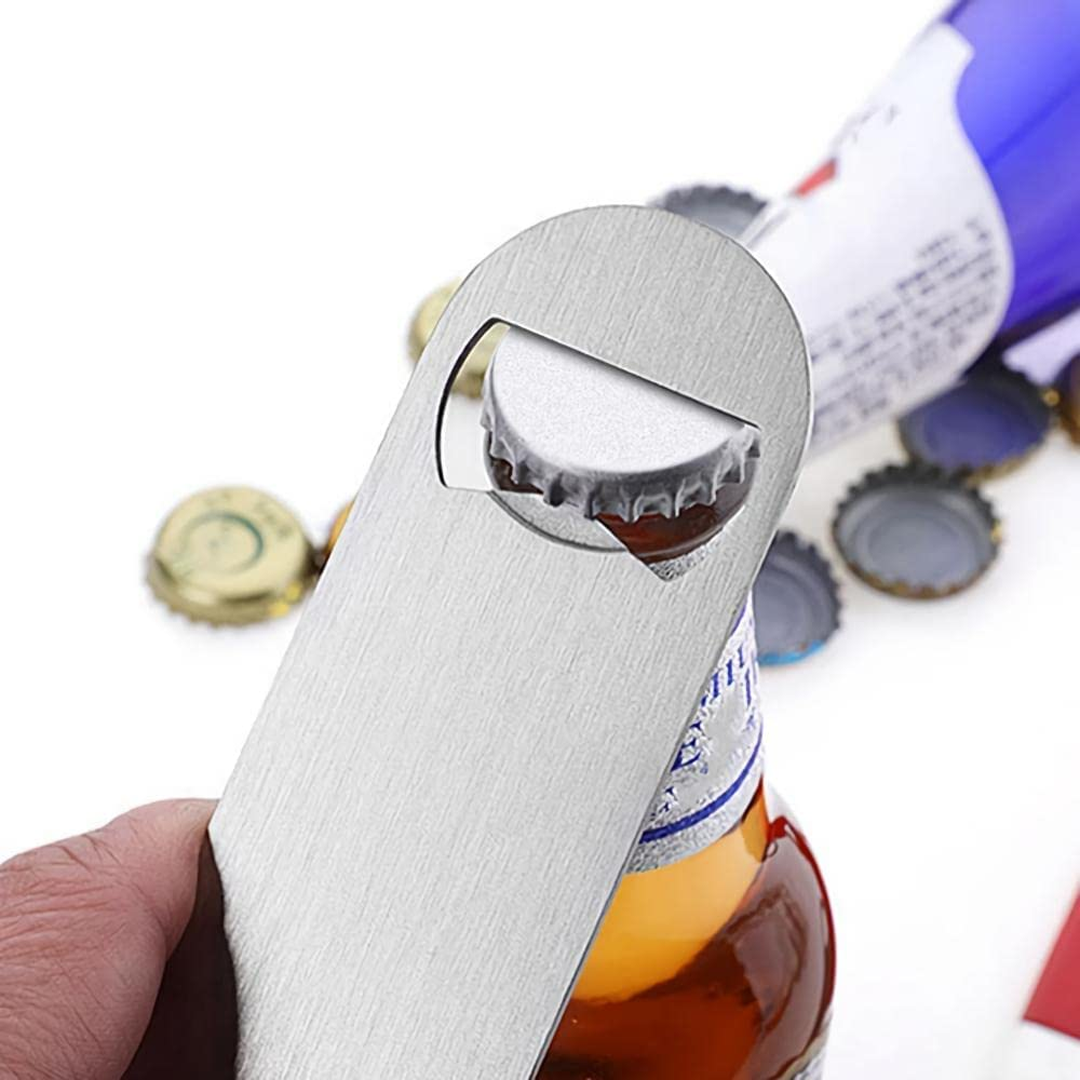 Stainless Steel Bottle Opener, Heavy-Duty Bar Tool with Dual-Use Design for Bottle Caps & Can Tabs (Durable, Easy Grip)