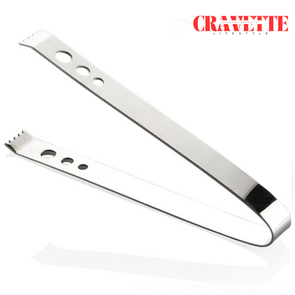 Stainless Steel Ice Tongs, Non-Slip Grip Serving Tongs for Ice Cubes, Sugar, Snacks & Bar Use (Rust-Resistant, Durable Design)
