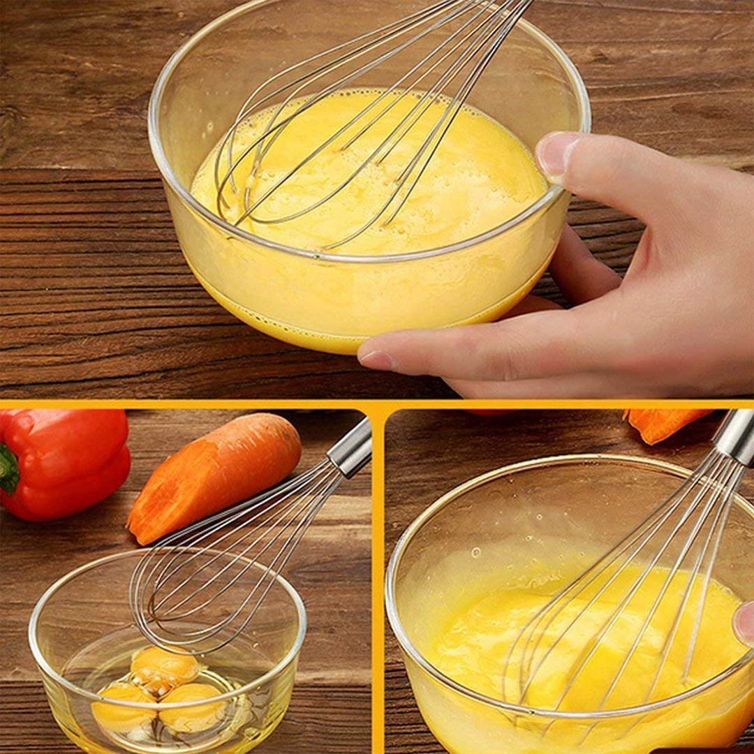 Stainless Steel Whisk, Manual Egg Beater for Mixing, Blending & Baking (Durable, Easy Grip Handle)