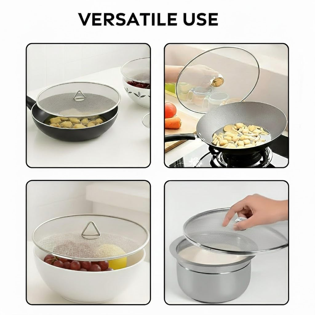 Stainless Steel Mesh Food Cover Set (Set of 4), Anti-Fly Net Cover for Kitchen, Dining & Food Protection (Durable, Reusable)