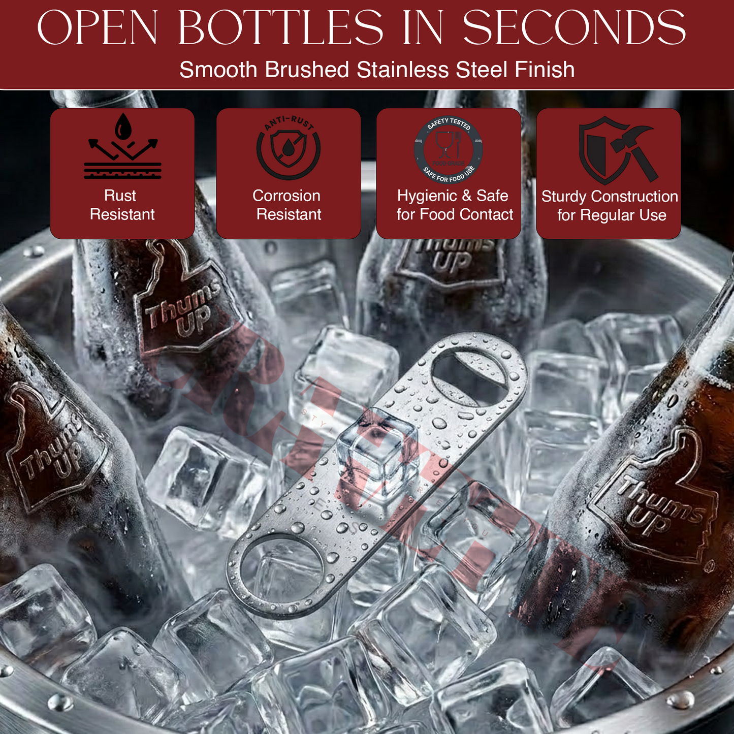Stainless Steel Bottle Opener, Heavy-Duty Bar Tool with Dual-Use Design for Bottle Caps & Can Tabs (Durable, Easy Grip)