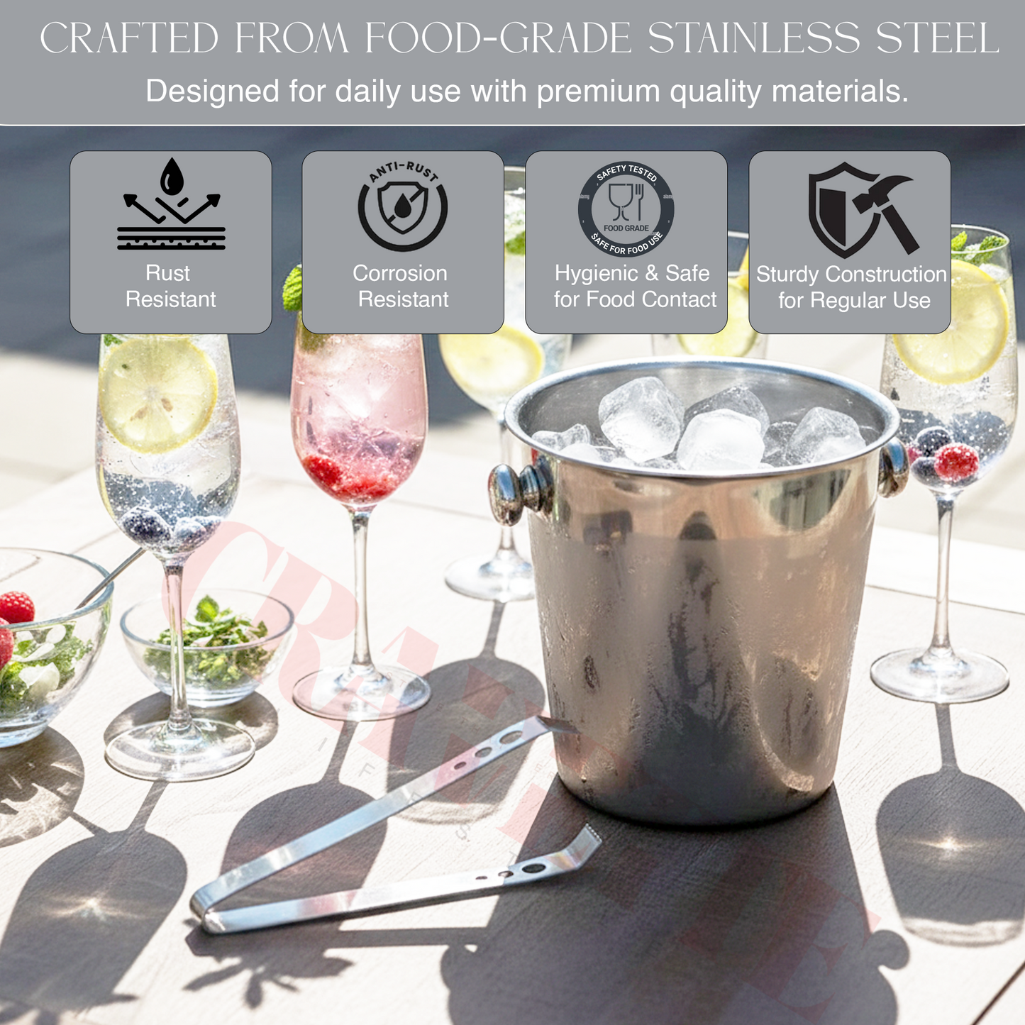Stainless Steel Ice Tongs, Non-Slip Grip Serving Tongs for Ice Cubes, Sugar, Snacks & Bar Use (Rust-Resistant, Durable Design)
