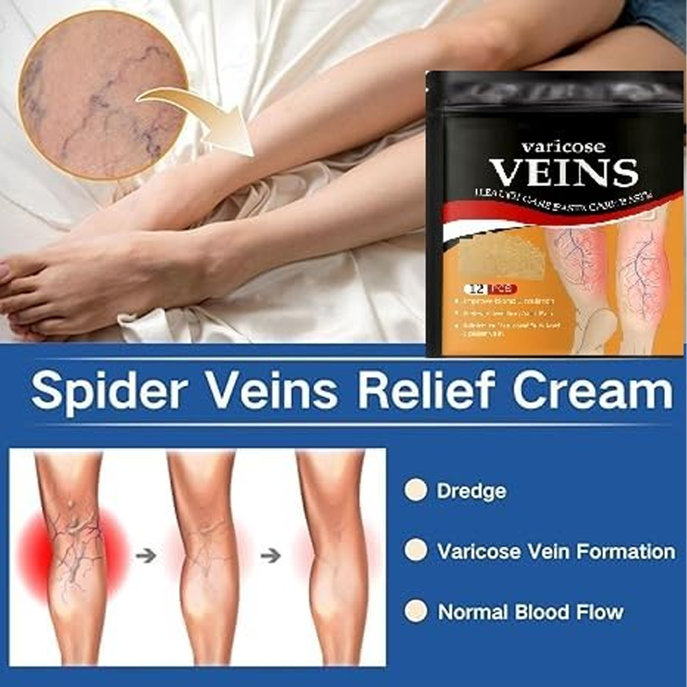 Varicose Veins Relief Patch | Herbal Leg Care Pads for Pain, Swelling & Blood Circulation Support (12 PCS)
