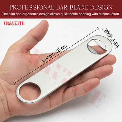 Stainless Steel Bottle Opener, Heavy-Duty Bar Tool with Dual-Use Design for Bottle Caps & Can Tabs (Durable, Easy Grip)