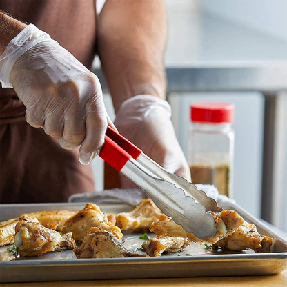 Stainless Steel Kitchen Tongs with Vinyl Coated Handle, Heat-Resistant, Non-Slip Grip for Cooking, Serving & BBQ