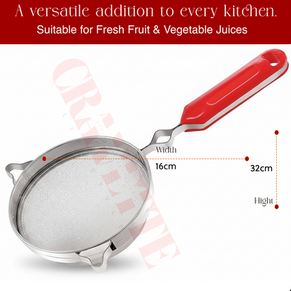 Stainless Steel Juice Strainer with Fine Mesh, Kitchen Filter for Juice, Tea & Liquids (Durable, Rust-Resistant, Easy Grip Handle)