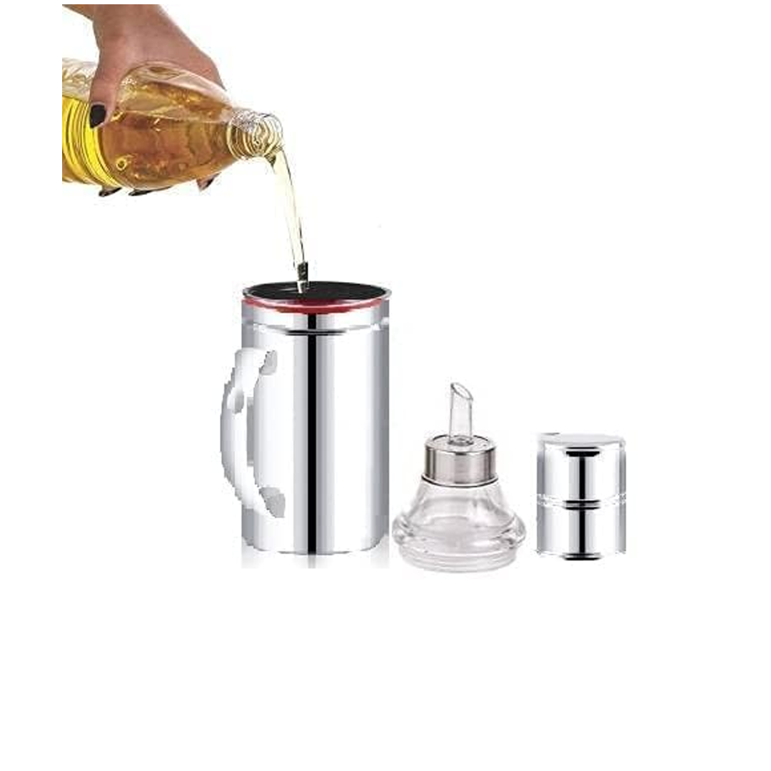 1000ml Stainless Steel Oil Dispenser with Handle, Leak-Proof Kitchen Oil Bottle for Cooking, Pouring & Storage (Durable, Easy Pour Design)