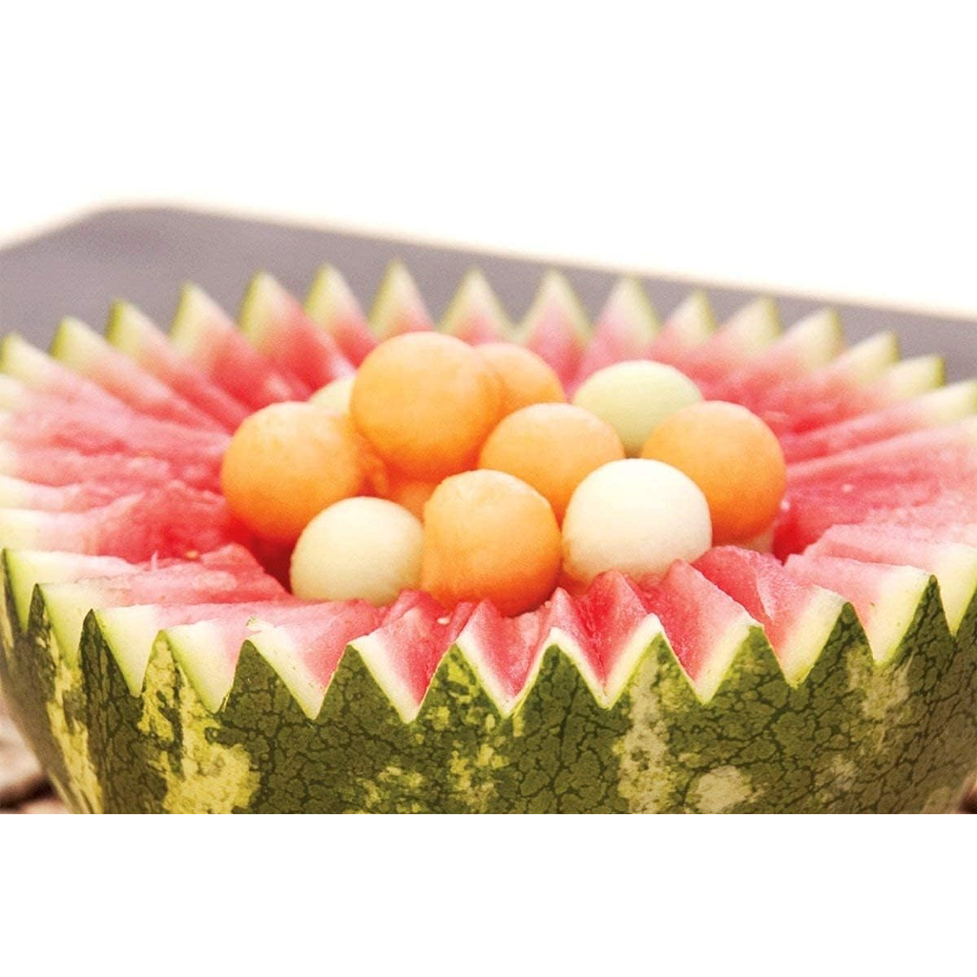 Stainless Steel Melon Scoop with Dual Ends, Fruit Baller & Carving Tool for Watermelon, Muskmelon & Dragon Fruit (Ergonomic Grip)